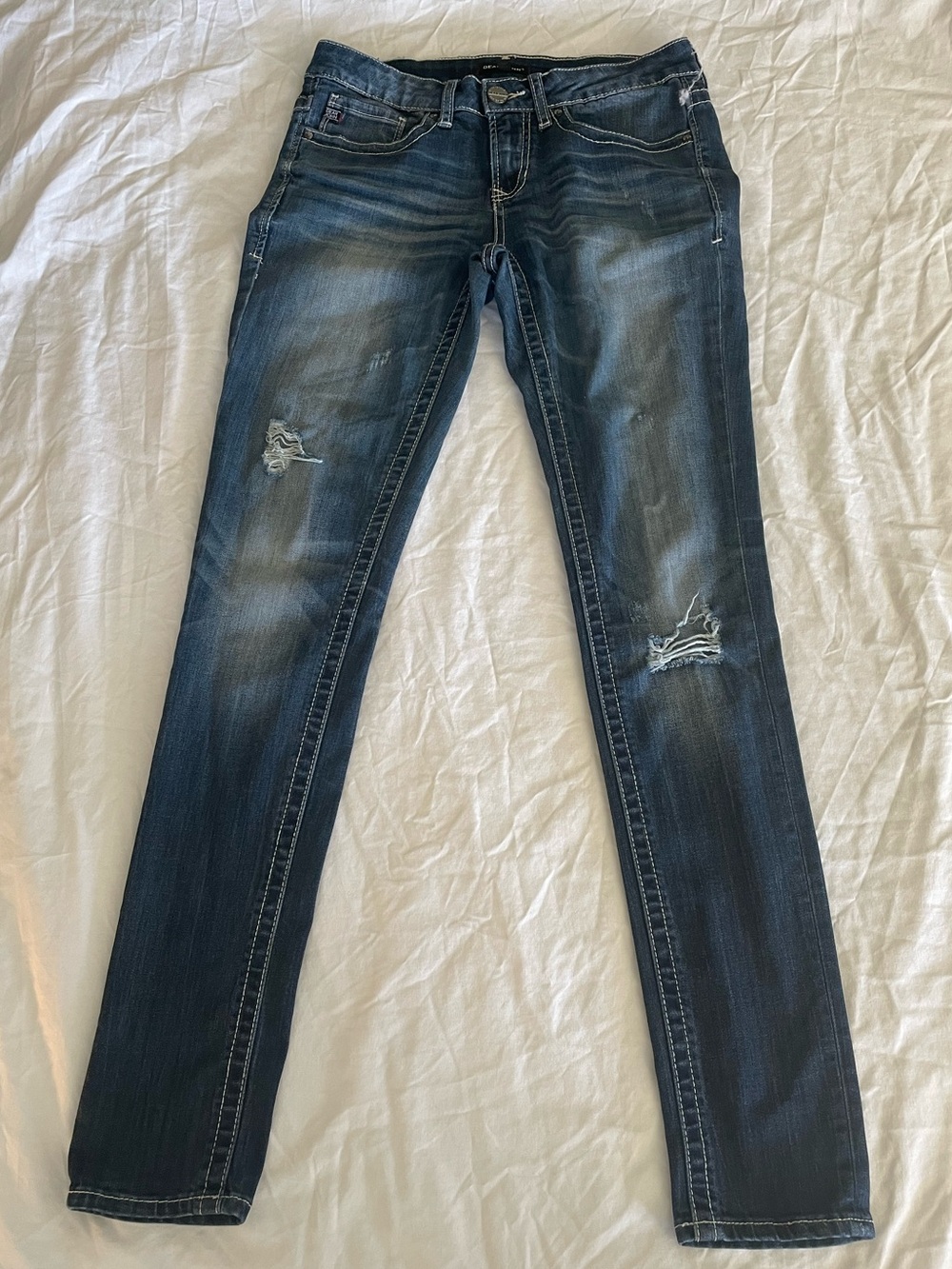 Dear John Dark Wash Denim Distressed Skinny Jeans Size 26
